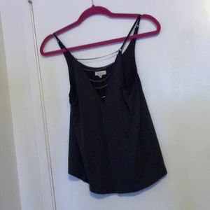 Grey spaghetti strap blouse with sexy chest detail